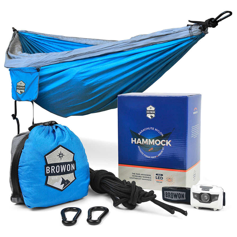 Gray & Blue Parachute Nylon Hammock Browon