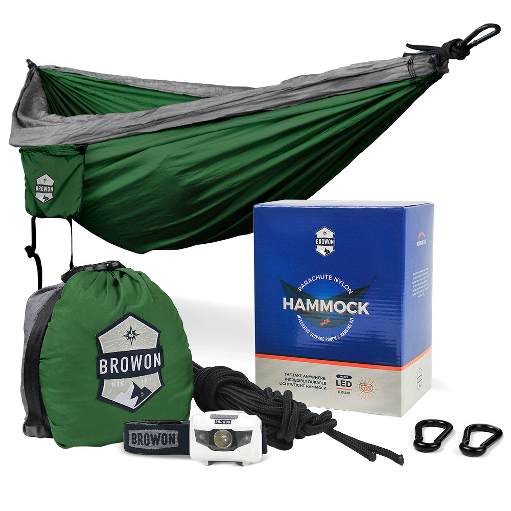 Gray & Green Parachute Nylon Hammock Browon